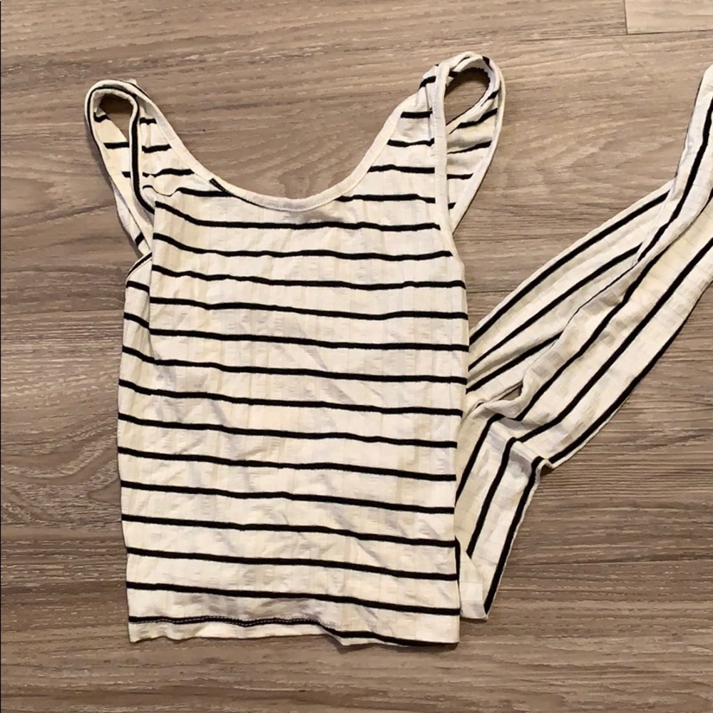 Striped tie back crop top